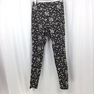 LegEnd Leggings Womens Size Medium Black Floral Daisy Phone Pockets Athletic